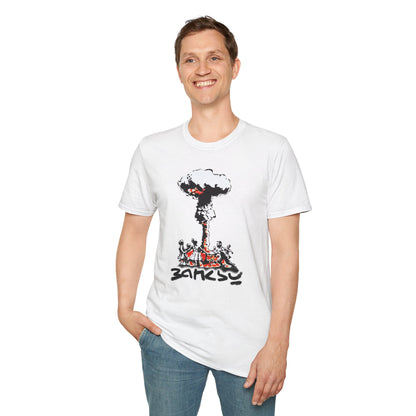 T-Shirt — 'Barely' Mushroom Cloud Graphic Tee (Edgy Protest / Anti-War Streetwear)