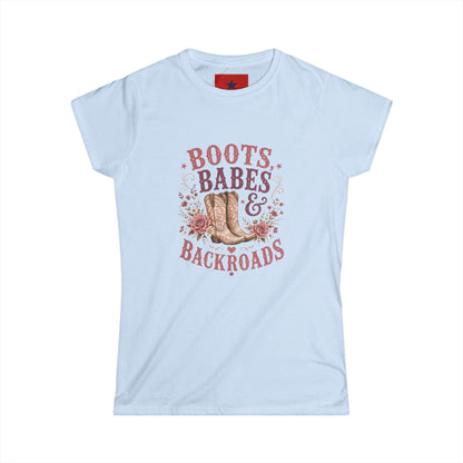Boots, Babes & Backroads Women's Tee — Floral Cowboy Western Graphic Shirt