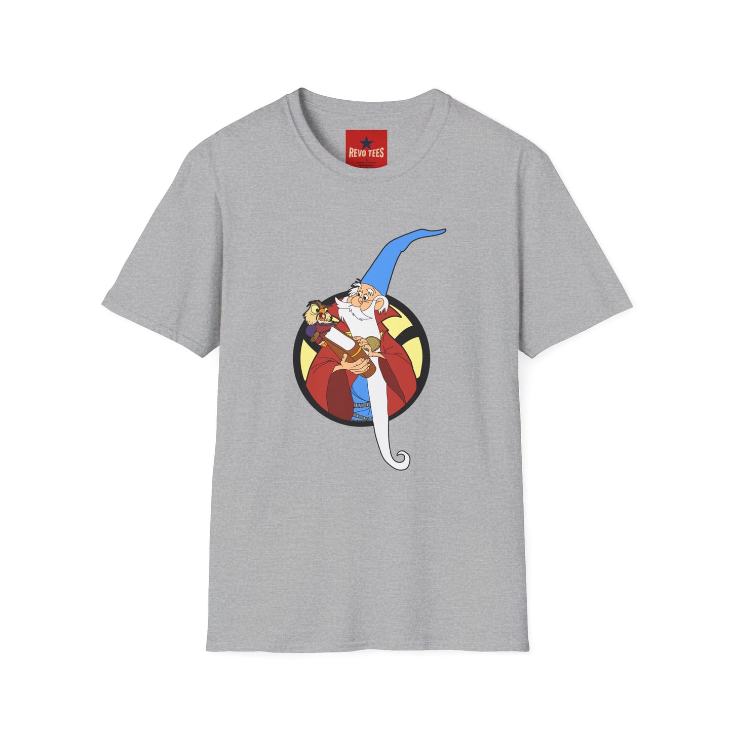 Wizard Illustration T-Shirt — Vintage Blue-Hat Wizard Graphic Tee