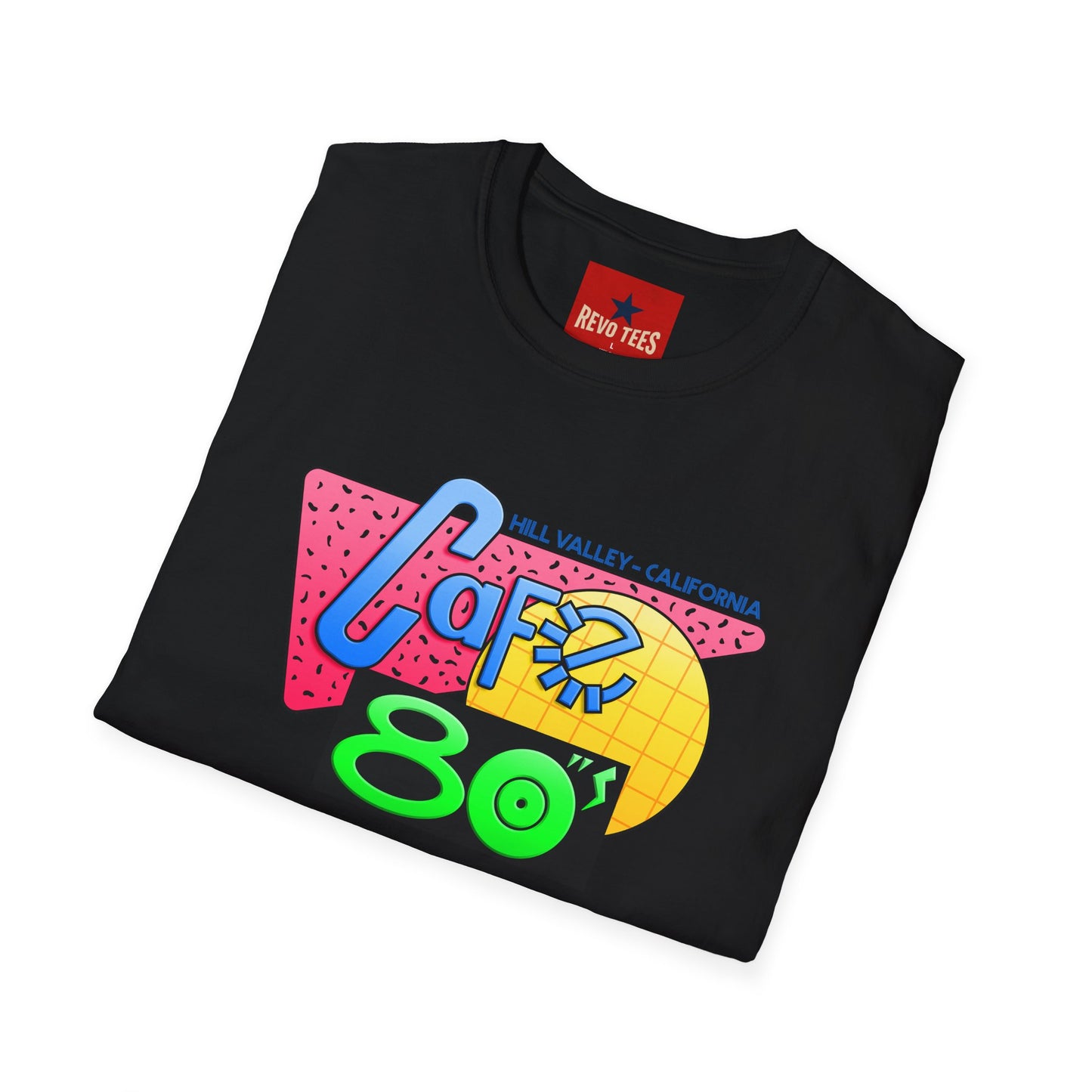 Retro 80s Cafe T-Shirt — Vintage Memphis-Style Neon Graphic Tee