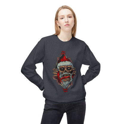 Skull Santa Crewneck Sweatshirt — Horror Christmas Graphic