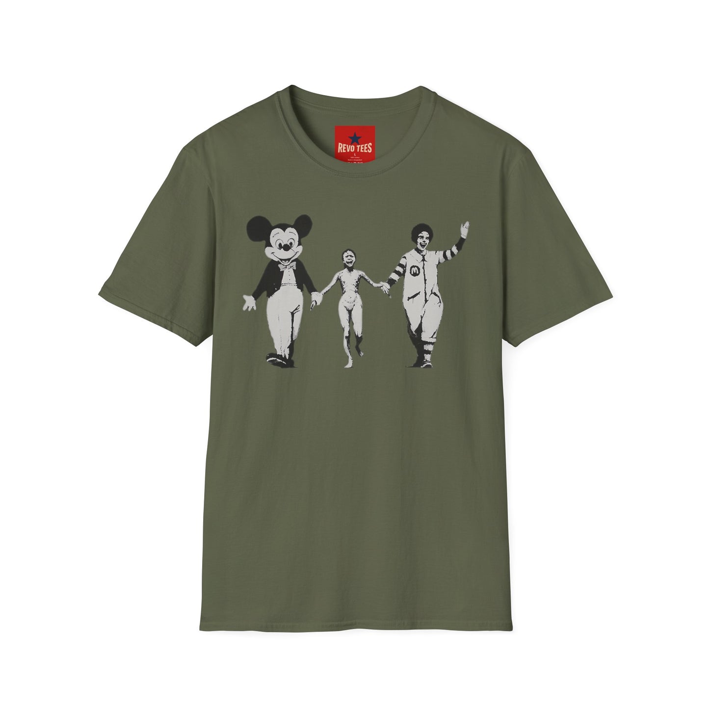 Banksy Graphic T-Shirt — Retro Satirical Parade Design