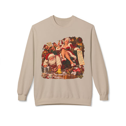 REVOTEES Vintage Santa Pin-Up Christmas Crewneck Sweatshirt