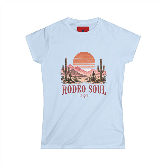 Rodeo Soul Women's Tee — Western Desert Sunset Graphic Shirt