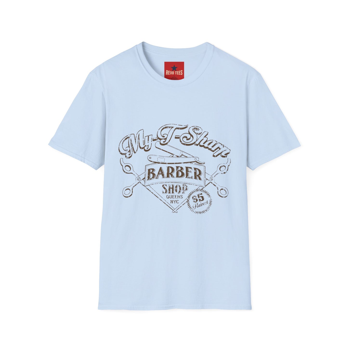Barber Shop Graphic T‑Shirt — 'My T‑Shirt Barber Shop' Vintage Logo Tee