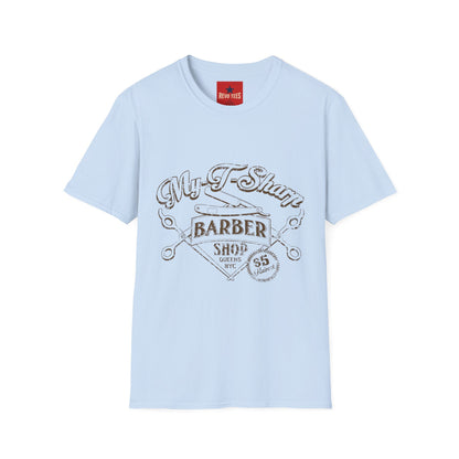 Barber Shop Graphic T‑Shirt — 'My T‑Shirt Barber Shop' Vintage Logo Tee