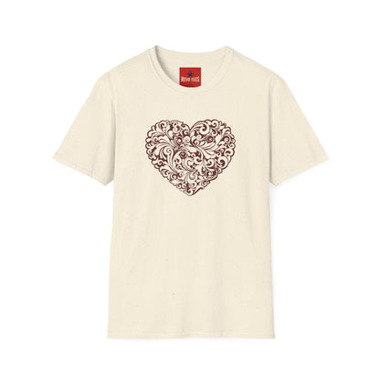 Ornate Floral Heart T-Shirt — Vintage Filigree Valentine Tee