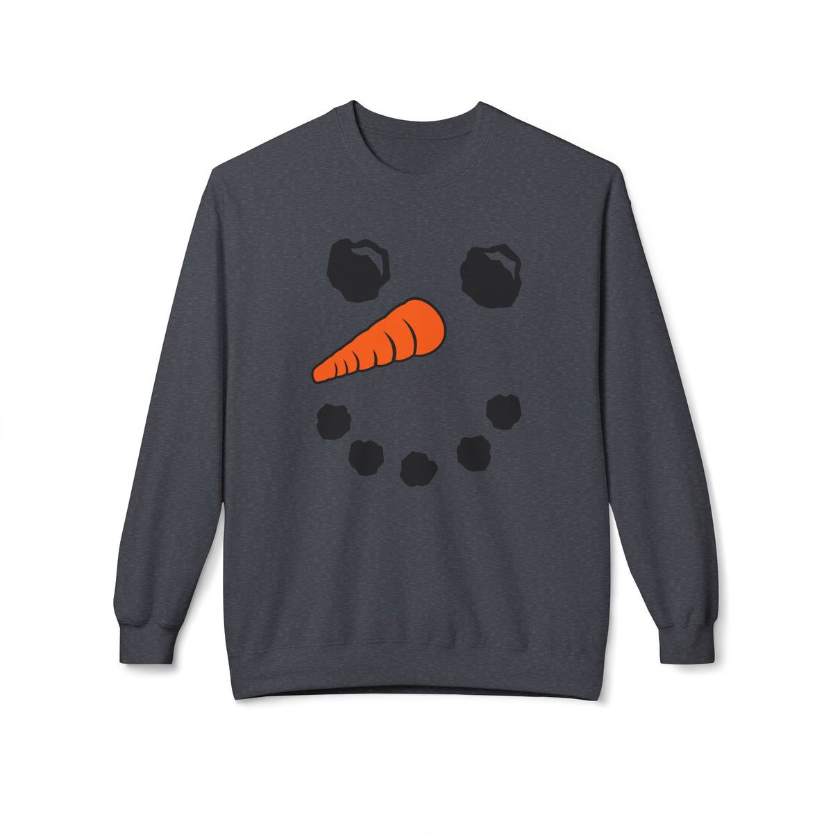 Snowman Face Crewneck Sweatshirt — Cute Winter Holiday Pullover