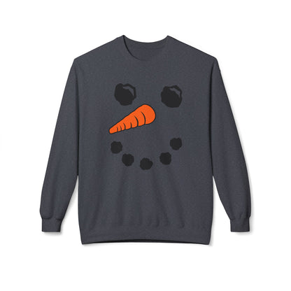 Snowman Face Crewneck Sweatshirt — Cute Winter Holiday Pullover