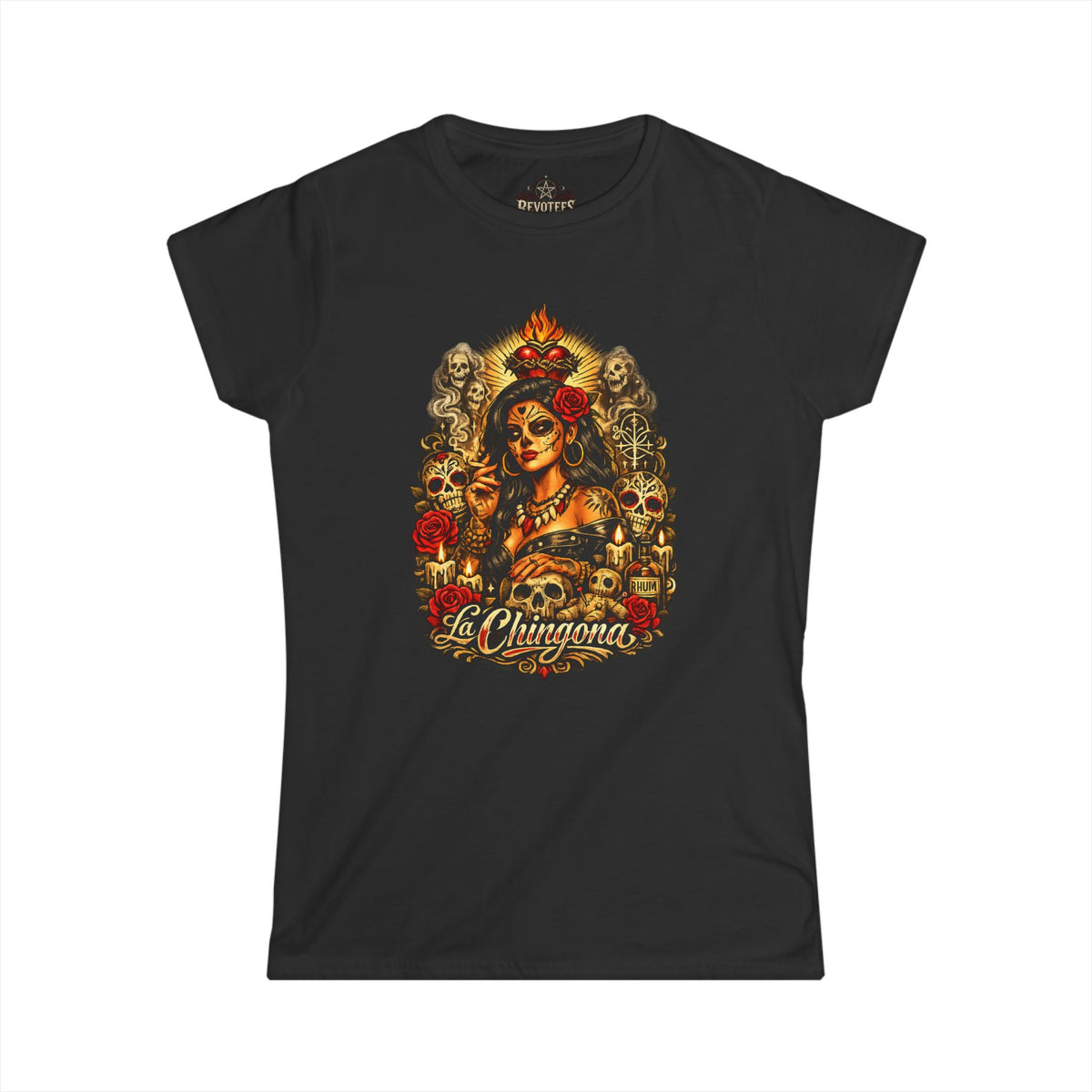 Revotees La Chingona Day of the Dead Sugar Skull T-Shirt - alternate view 4