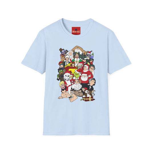 Holiday Movie Characters T-Shirt — Christmas Classic Characters Collage