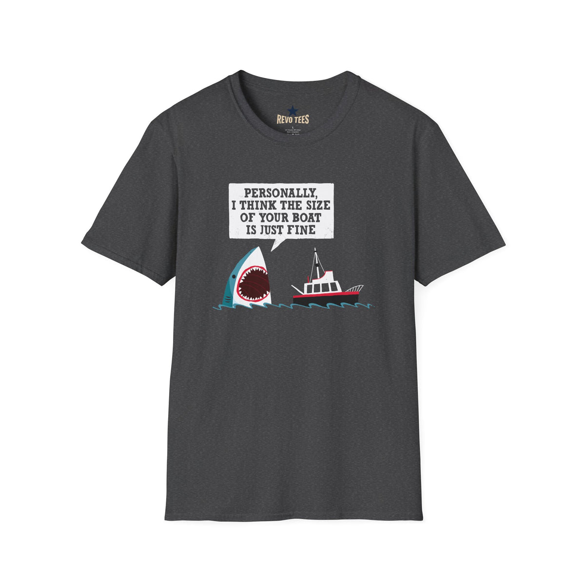 Revotees Shark Joke Personally I Think the Size of Your Boat Is Just Fine Graphic T-Shirt - alternate view 6