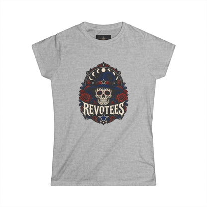 Revotees Skull Tee — Women's Gothic Americana Graphic T‑Shirt