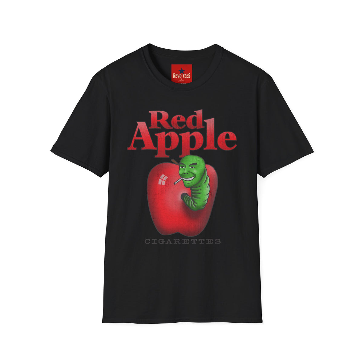 Revotees Red Apple Graphic Vintage Worm Illustration Red Apple T-Shirt - alternate view 3