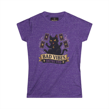 Bad Vibes Detected Cat Tarot Tee — Women's Witchy Graphic T-Shirt