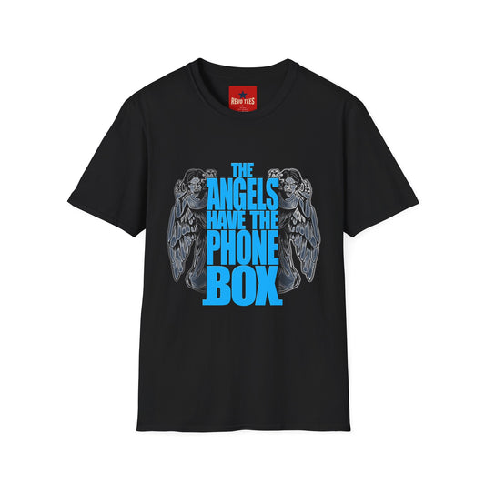 Angels Have the Phone Box T-Shirt — Retro Blue Gothic Angel Tee