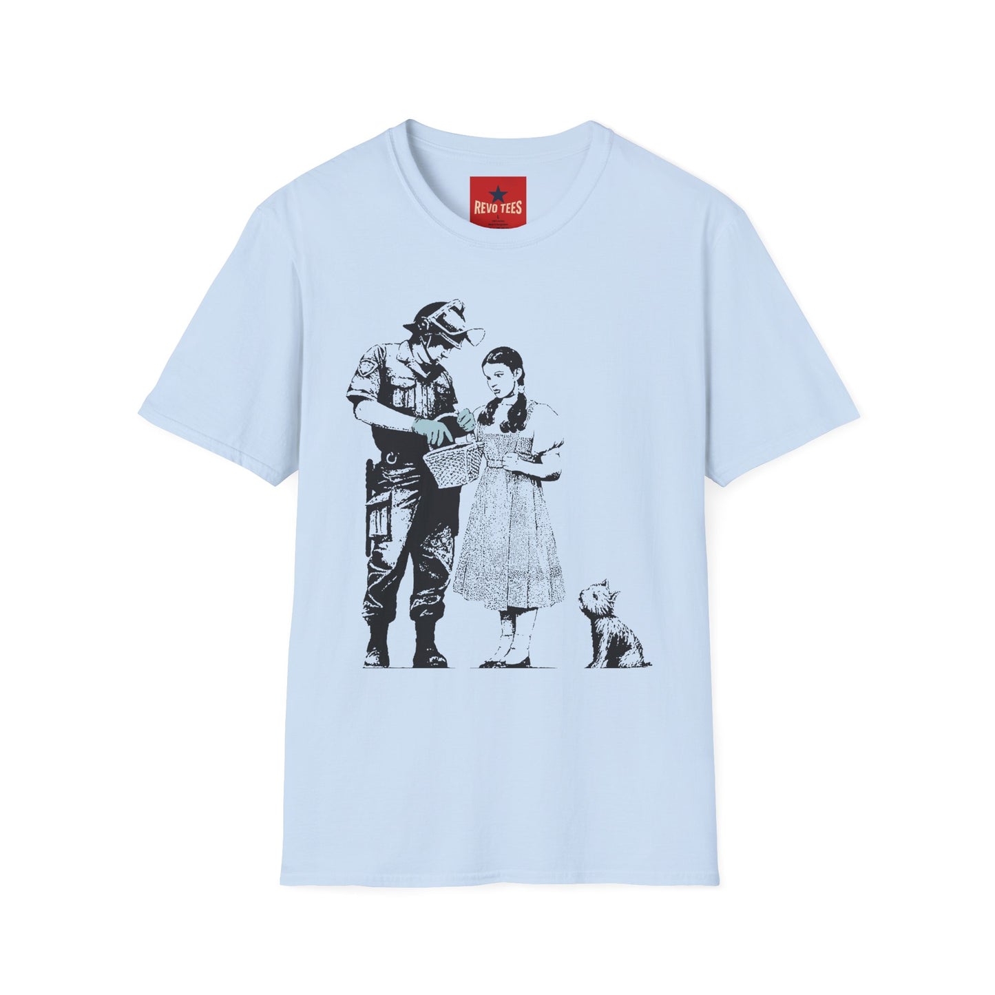 Banksy T-Shirt — Police Officer and Girl Stencil Art Tee (Banksy-Style)
