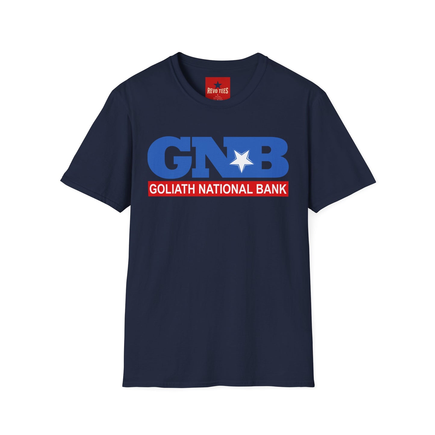 GNB "Goliath National Bank" Logo T-Shirt — Retro Blue & Red Vintage Bank Tee