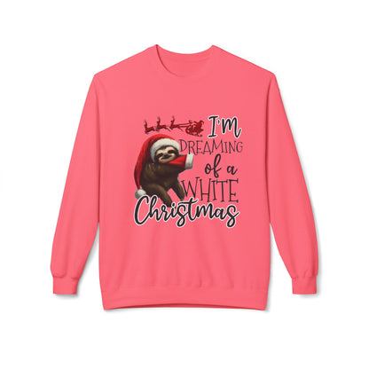 Christmas Sloth Sweatshirt – "I'm Dreaming of a White Christmas" Cozy Crewneck