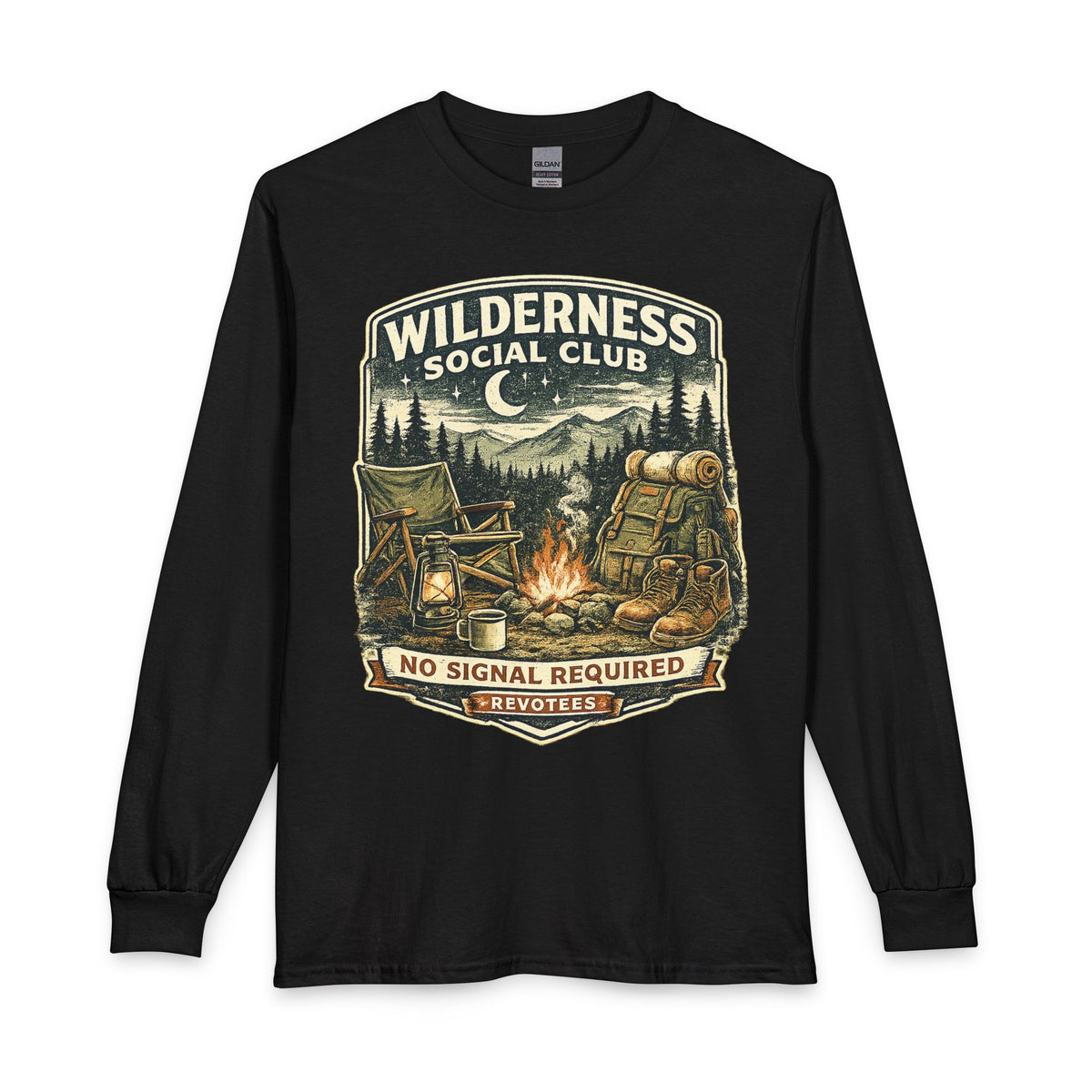 Revotees Wilderness Social Club Long-Sleeve Shirt No Signal Required Camping T-Shirt - alternate view 3