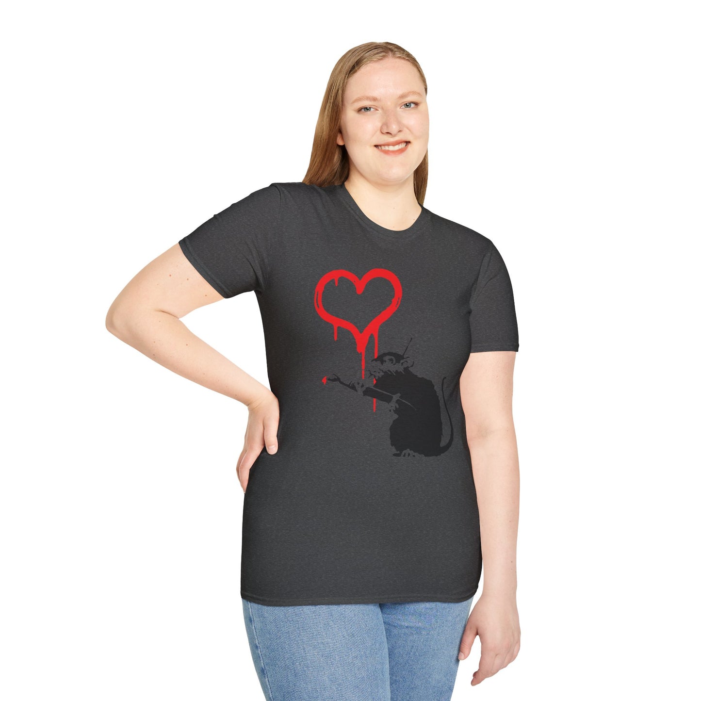 Banksy-Inspired Rat Stencil T-Shirt — Dripping Heart Street Art Tee