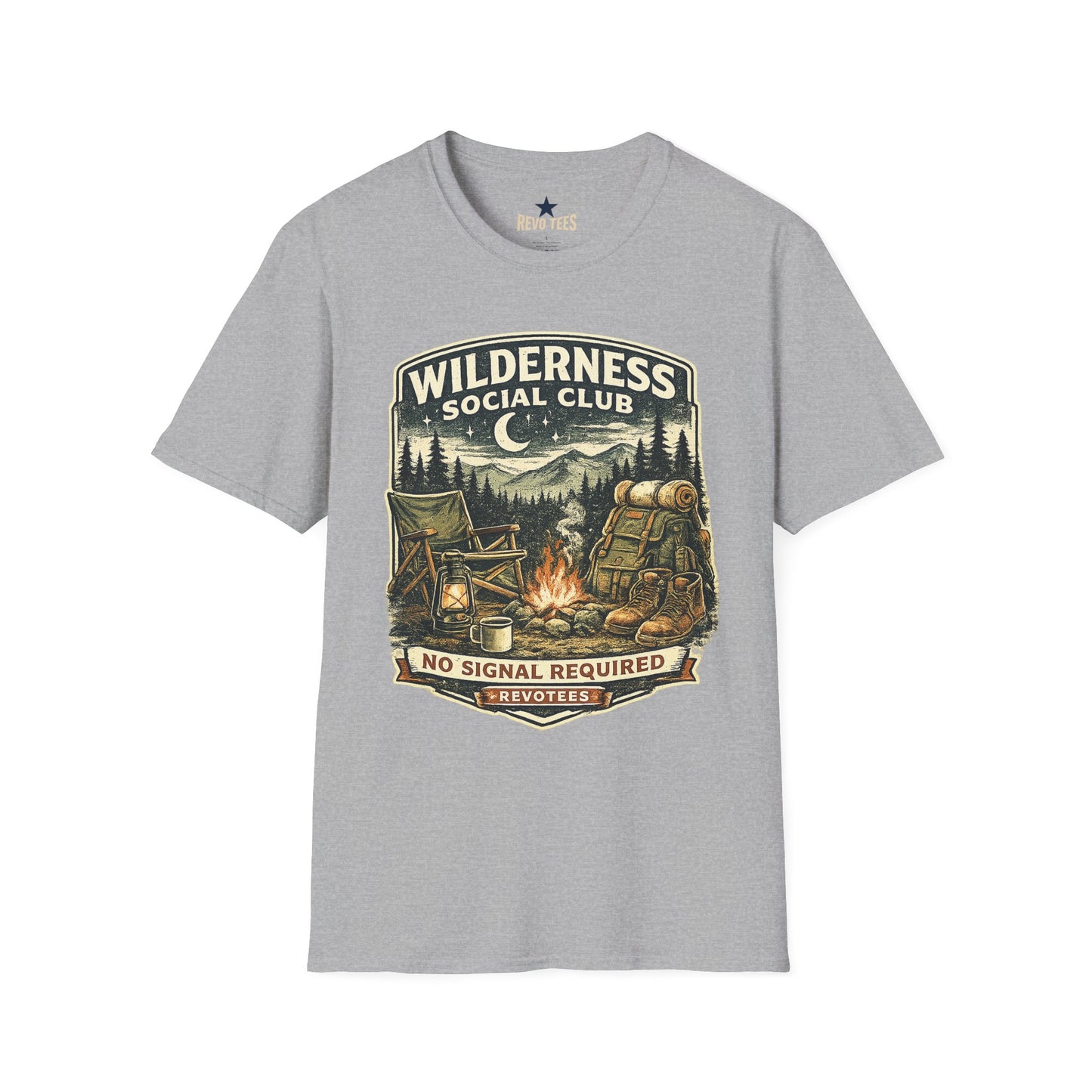 REVOTEES Wilderness Social Club T-Shirt — Vintage Camping Adventure Graphic
