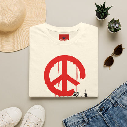 Banksy Peace Symbol Graffiti T-Shirt – Red Drip Street Art Tee