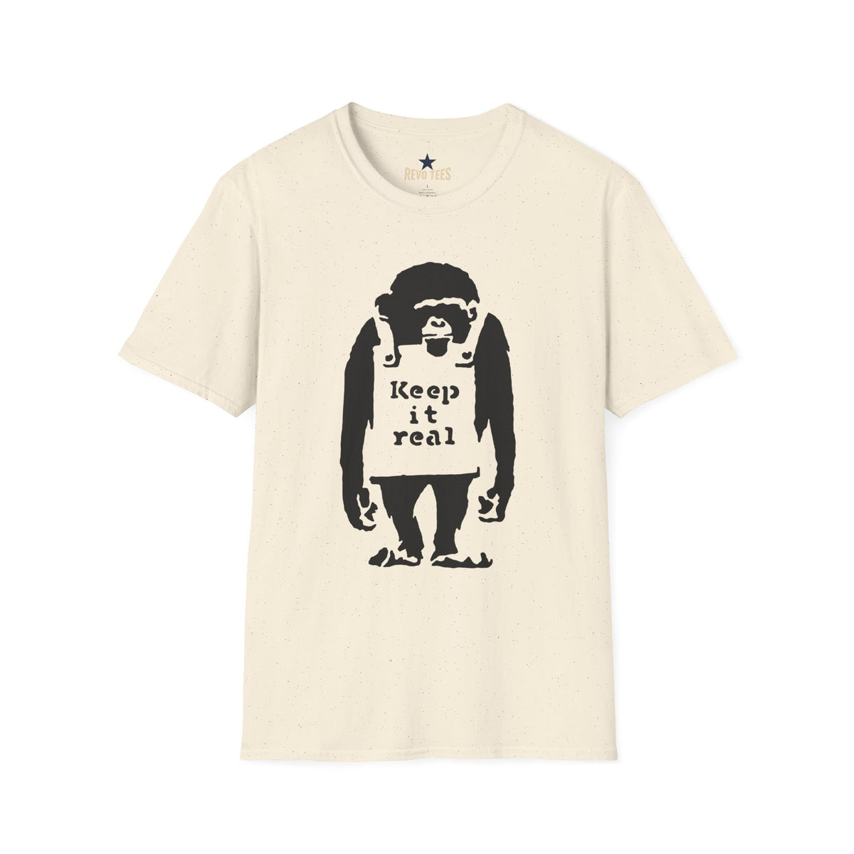 Revotees Banksy Keep It Real Monkey Graphic Vintage Streetwear Casual Gift T-Shirt - alternate view 3