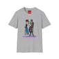 Retro Space Duo T‑Shirt — Cartoon Bounty Hunter & Kid Graphic Tee