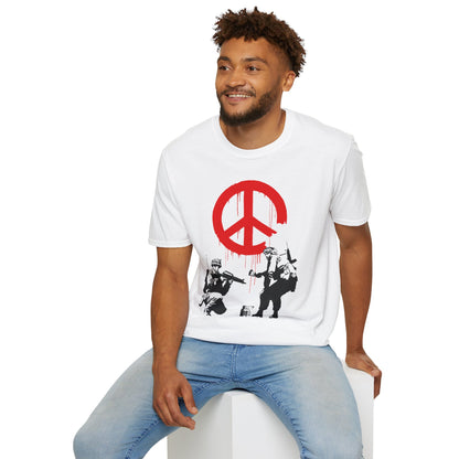 Banksy Peace Symbol Graffiti T-Shirt – Red Drip Street Art Tee