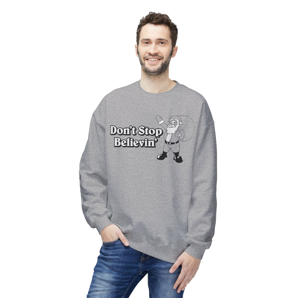 Christmas - 'Don't Stop Believin'' Santa Crewneck Sweatshirt