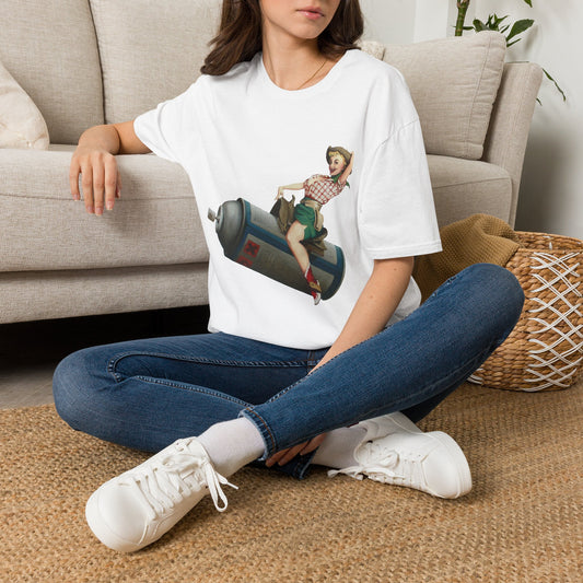 Banksy Pin-Up Cowgirl T-Shirt — Retro Pinup Girl Riding Soda Can Vintage Tee