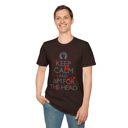 T-Shirt — “Keep Calm and Aim for the Head” Horror Zombie Graphic Tee