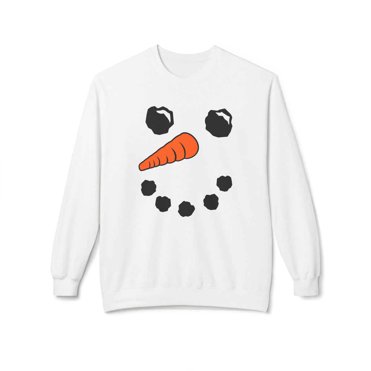 Snowman Face Crewneck Sweatshirt — Cute Winter Holiday Pullover