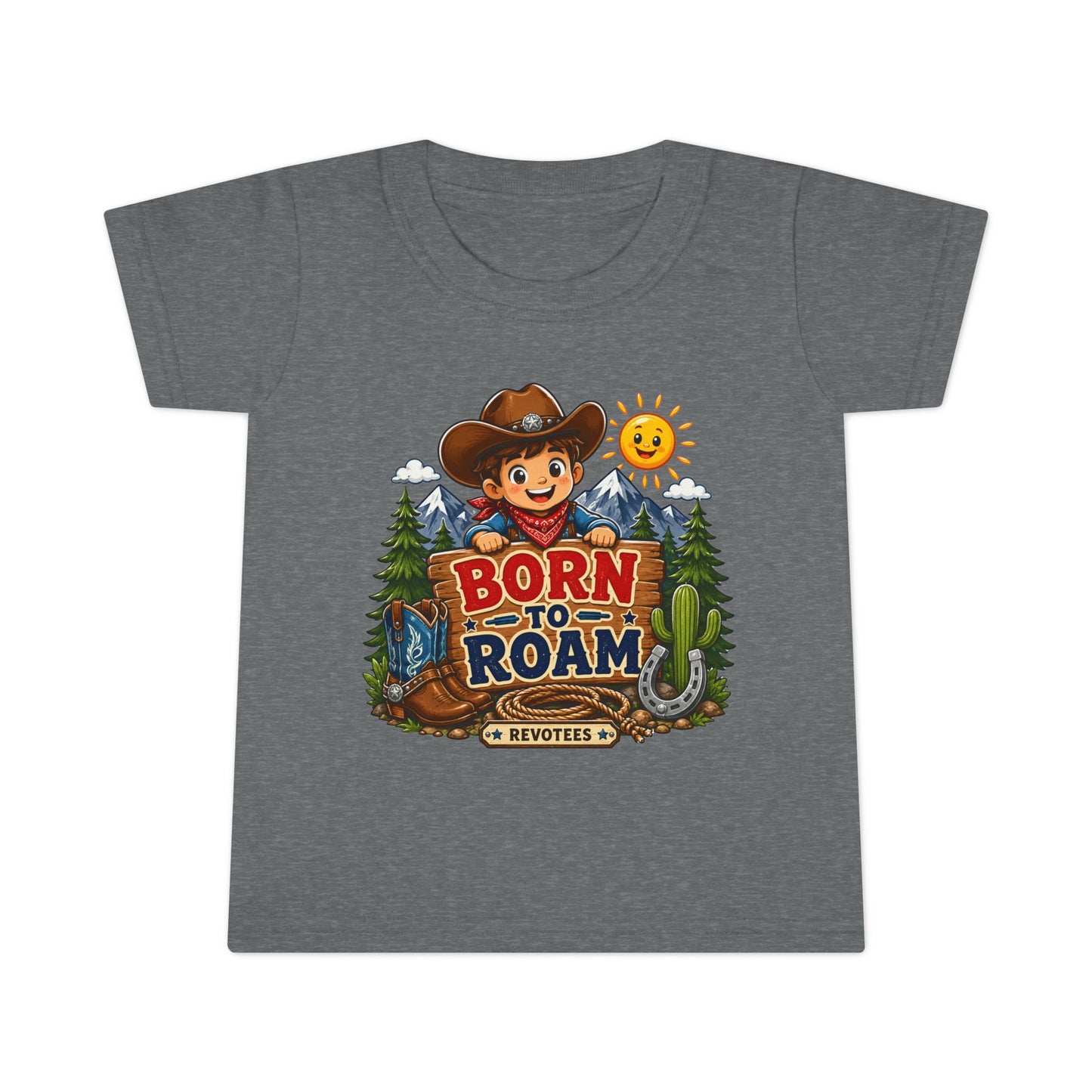 Toddler T‑Shirt — "Born to Roam" Cute Cowboy Adventure Tee