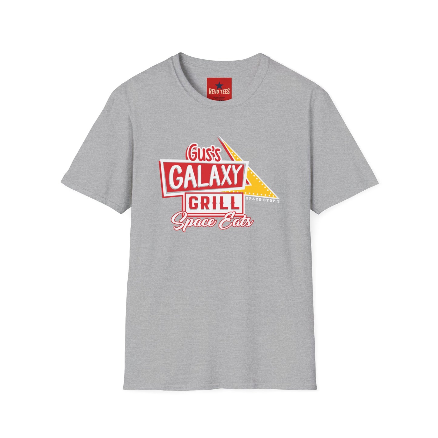 Galaxy Grill T‑Shirt – "Gus's Galaxy Grill: Space Eats" Retro Diner Tee