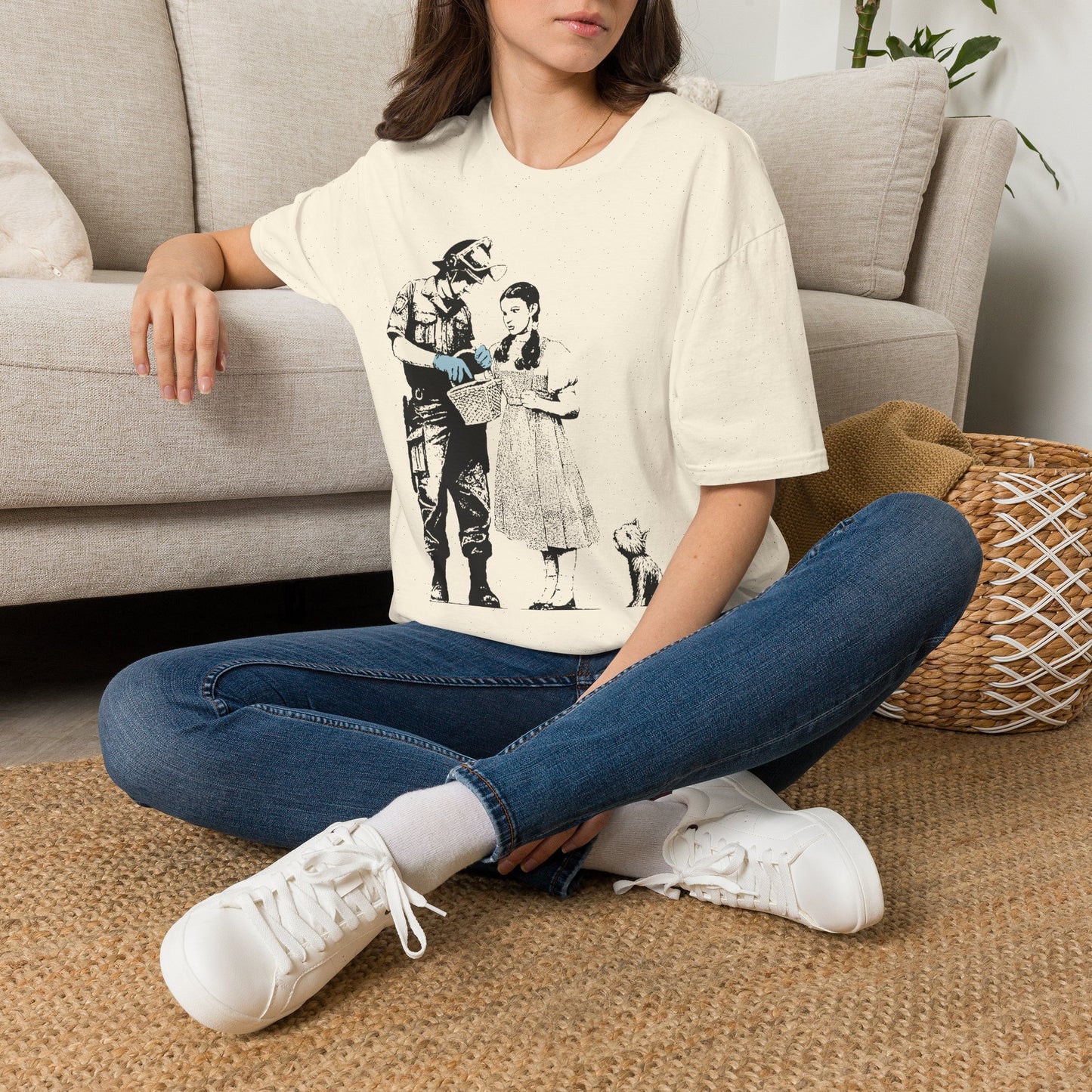 Banksy T-Shirt — Police Officer and Girl Stencil Art Tee (Banksy-Style)