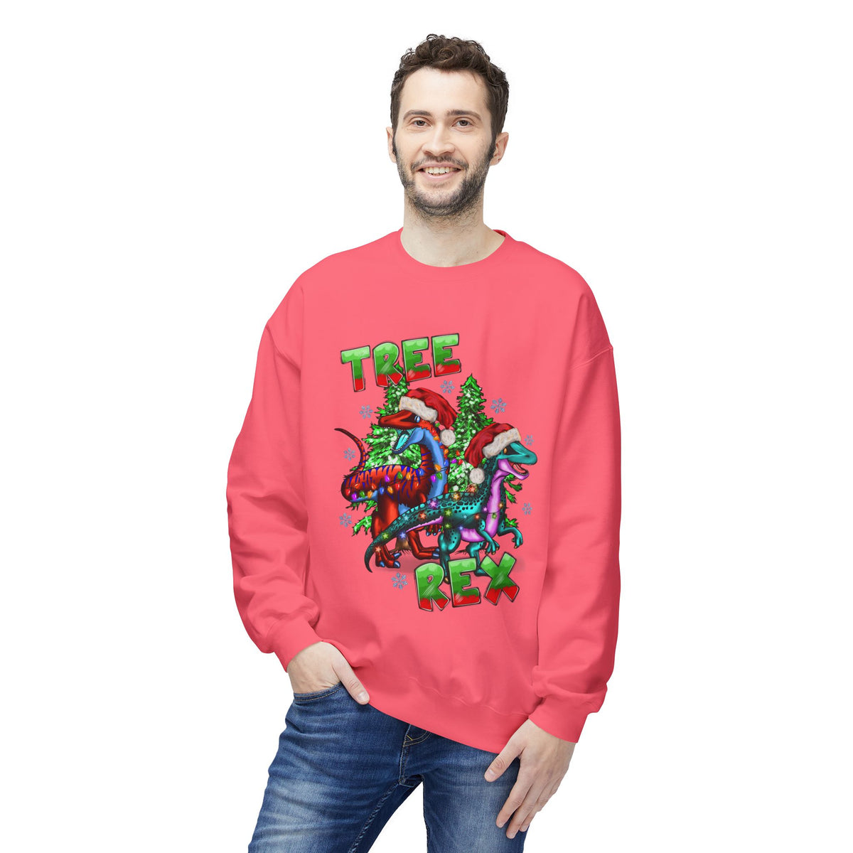 Tree Rex Christmas — Festive Dinosaur Holiday CrewneckSweatshirt