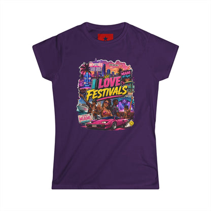 Festivals Collection: I LOVE FESTIVALS - Miami Style design round crew neck for Women