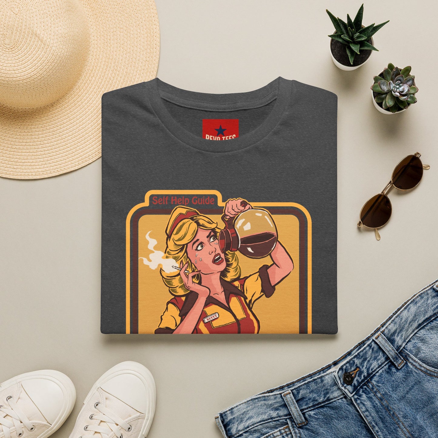 Coping with Stress Retro Coffee Tee — "Self Help Guide" Graphic T-Shirt