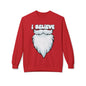 "I Believe" Santa Beard Holiday Crewneck Sweatshirt
