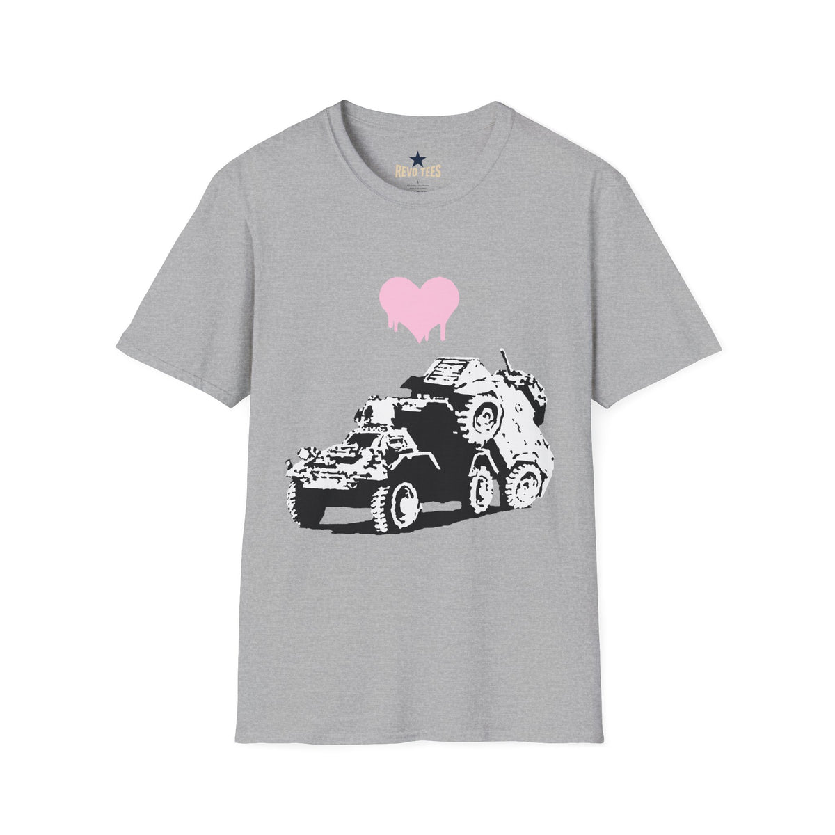 Revotees Banksy Pink Drip Heart with Tank Graffiti T-Shirt