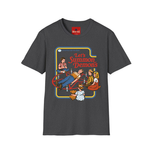 Revotees Let S Summon Demons Retro Kids Activity Parody T-Shirt - alternate view 2