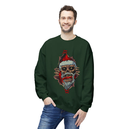 Skull Santa Crewneck Sweatshirt — Horror Christmas Graphic