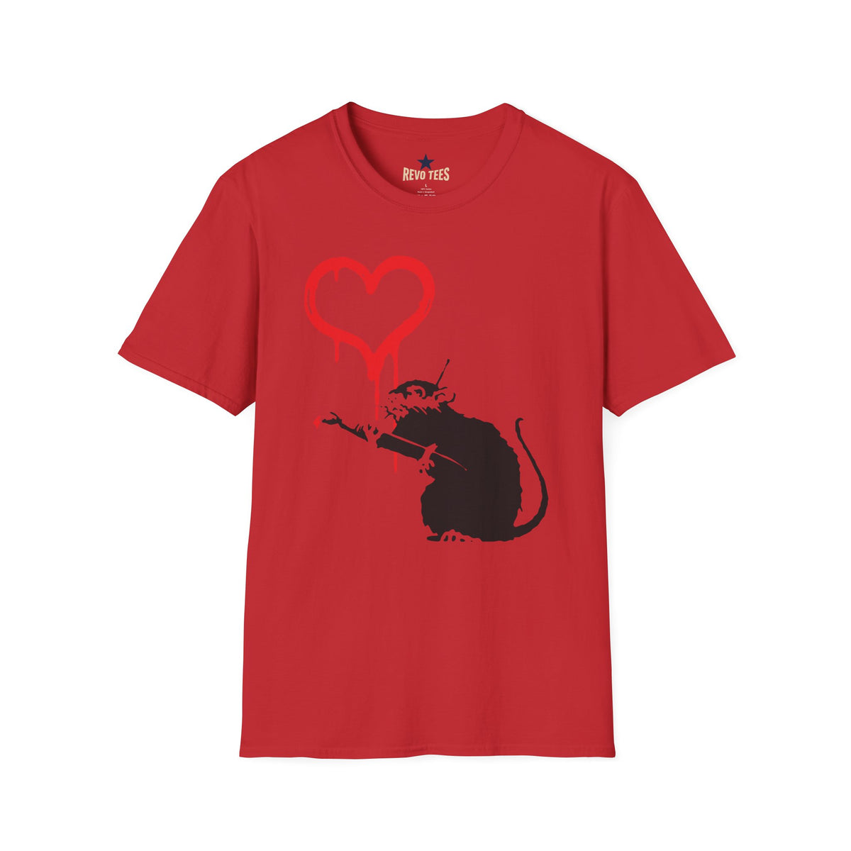 Revotees Banksy Inspired Rat Stencil Dripping Heart Street Art T-Shirt - alternate view 8