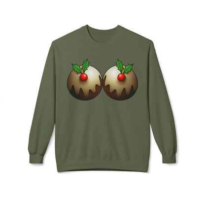 Yule Tidings We'll Twin - Christmas Puddings Crewneck Sweater
