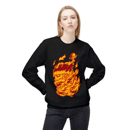 Flaming Santa Skull Redneck - I mean Crewneck Sweatshirt