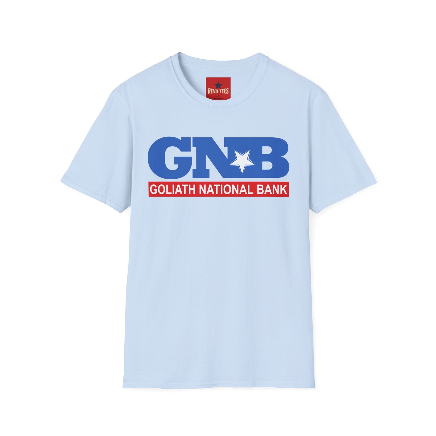 GNB "Goliath National Bank" Logo T-Shirt — Retro Blue & Red Vintage Bank Tee