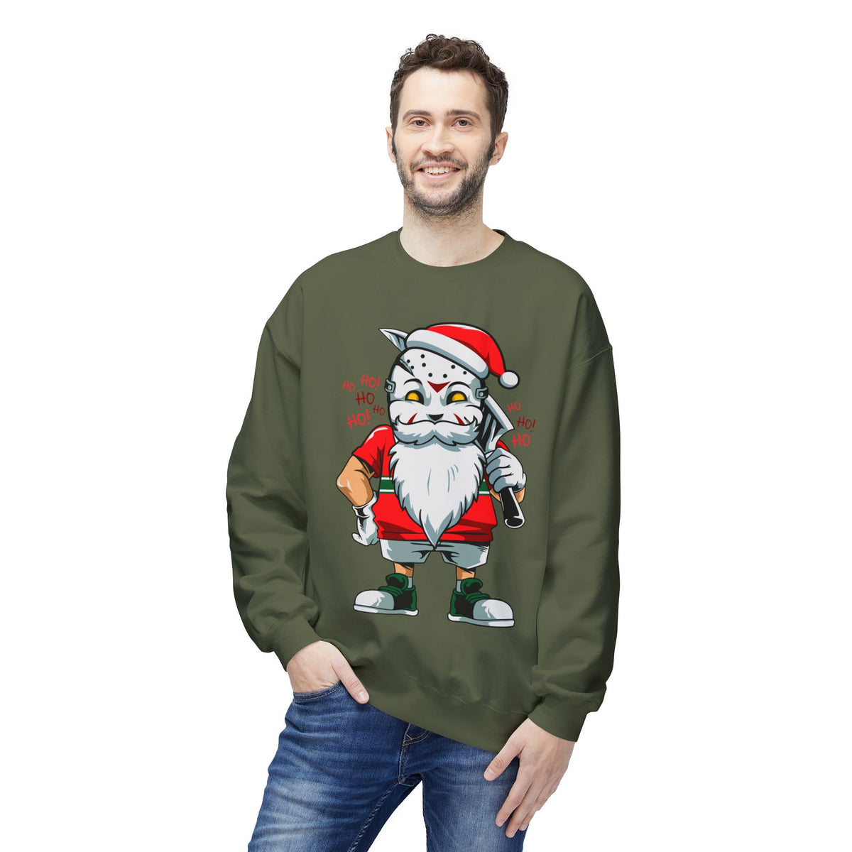 Santa Skull — Edgy Christmas Graphic Crewneck Sweatshirt