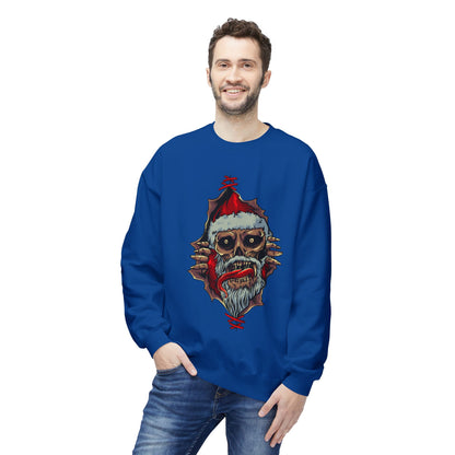 Skull Santa Crewneck Sweatshirt — Horror Christmas Graphic